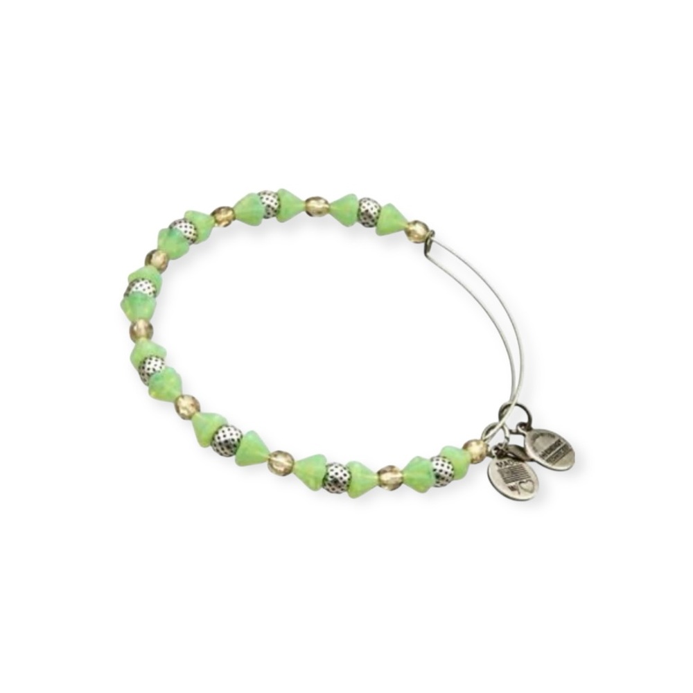 Alex and Ani 𖦹 Mosaic Sage Wrap Bead Expandable Wire Bracelet Bangle 𖦹 Silver 𖦹